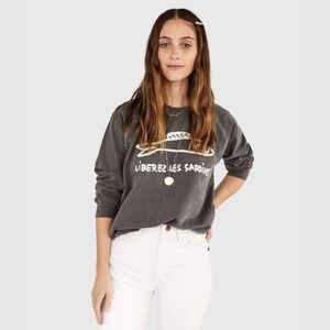 Clare V. Liberez les Sardines Sweatshirt in Washed Faded Black